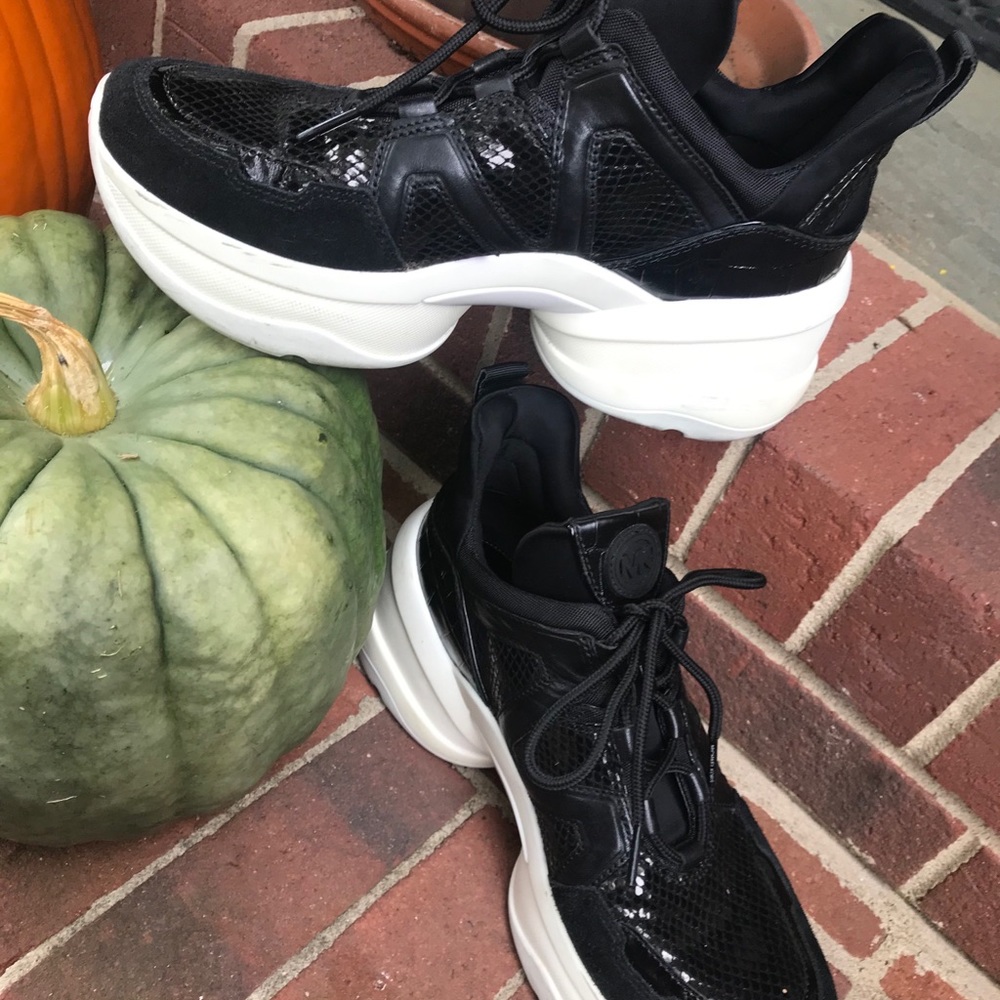 Micheal Kors Olympia Sneakers Black Size 9M - Picture 12 of 16